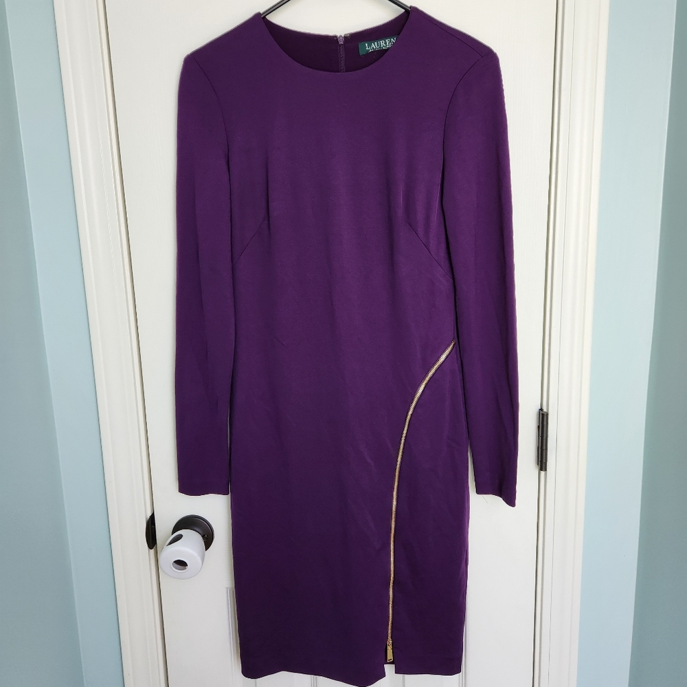 Lauren Ralph Lauren long sleeve purple dress, size 2